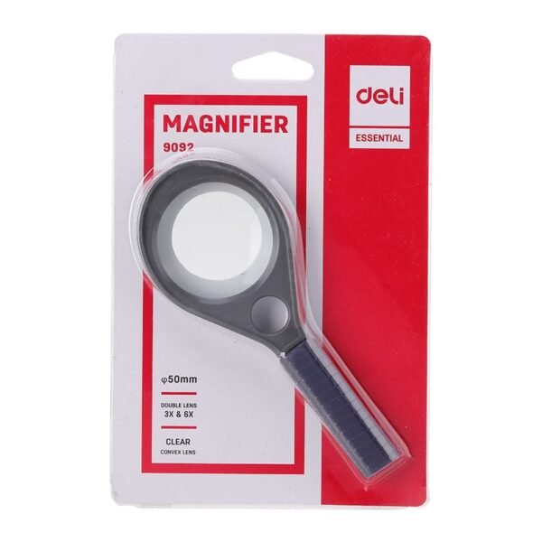Deli E9092 Magnifier Glass with 3X Large Lens & 5X Small Lens | Reading Magnifier for Inspection, Hobby & Precision Work