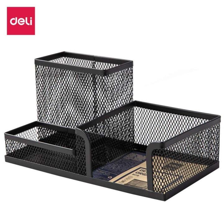 Deli E9175 Versatile Pen Stand Black Desk Organizer for Office & Home