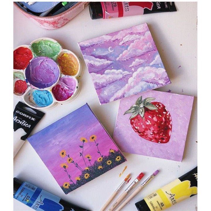 PaperTree White Canvas Art Card for Watercolor, Acrylic, Oil & Gouache Painting – 4 × 4 Inch or 7 × 4.5 Inch, Pack of 10