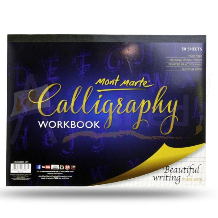 Mont Marte Calligraphy Workbook 50 Sheets with Slanted Grid Practice Paper