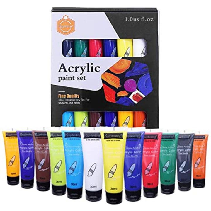 Keep Smiling Acrylic Paint Set 12 Colors 30 ml Tubes