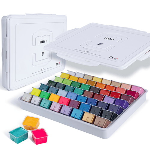 HiMi Miya Gouache Paint Set 56 Colors x 30ml Jelly Cup with Carry Case