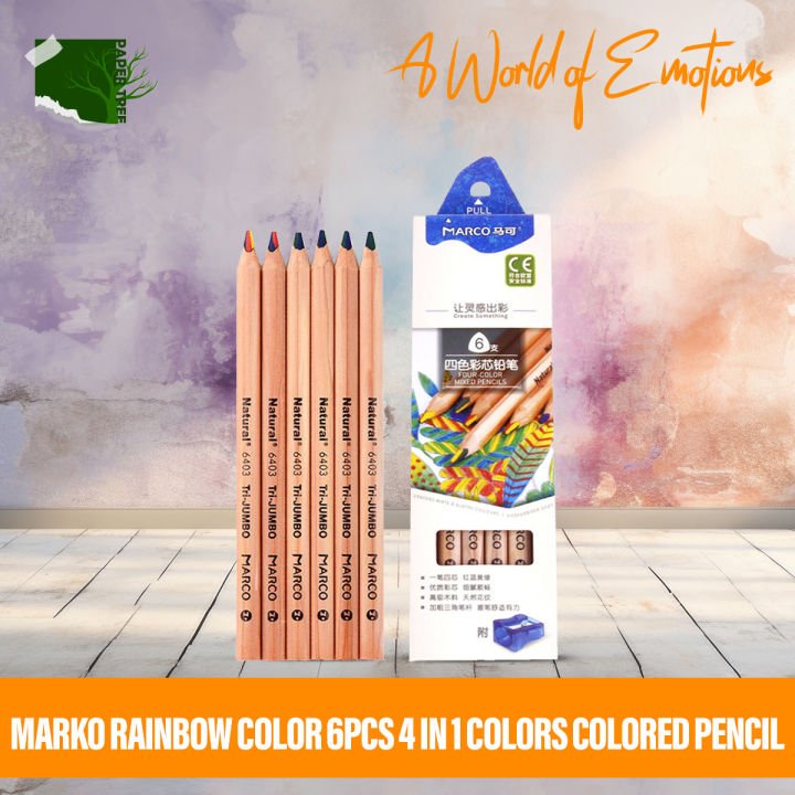 Marko Rainbow 4 in 1 Color Pencils 6 Pcs Drawing Set