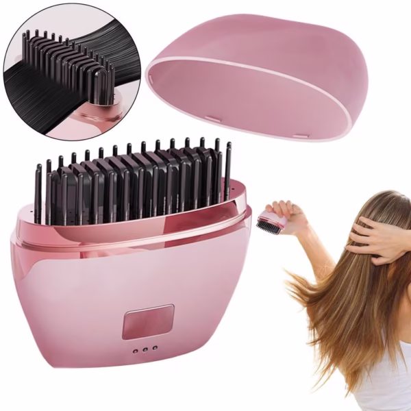 Portable Hair Straightener Brush Rechargeable Electric Hair Brush Straightening Brush for Home & Travel