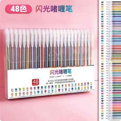 48 Pcs Colorful Glitter Gel Pens with High Aesthetic Color-Changing Star Glitter Pens