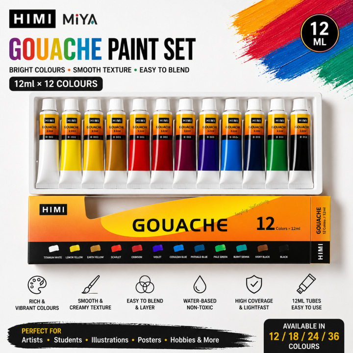 Himi Premium Gouache Paint Set 12ml