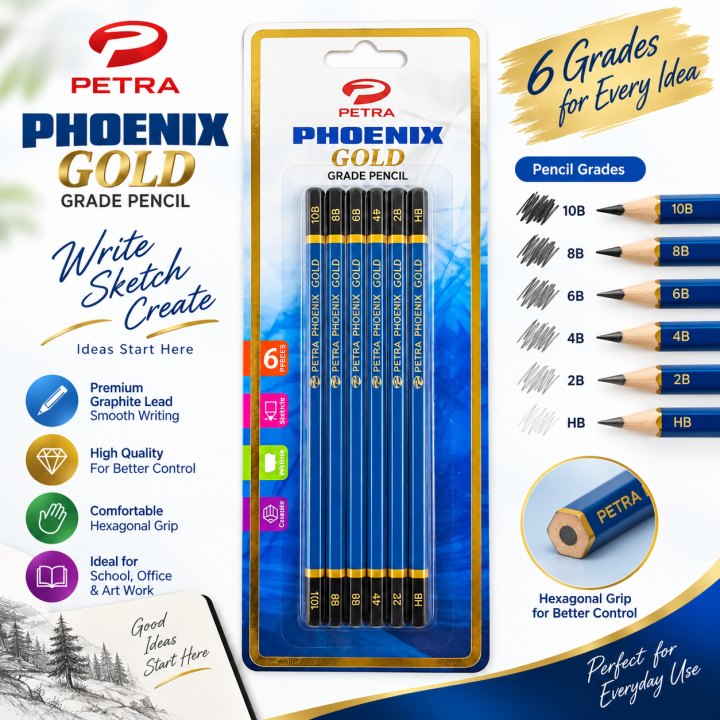Petra Phonix Gold Grade Pencil 6 pcs set