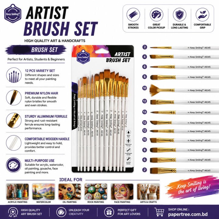Keep Smiling A6145 Artist Paint Brush Set 13 Pcs