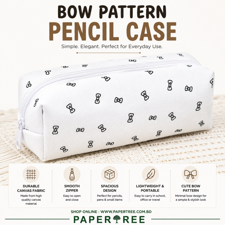 Smile Bow Pattern Pencil Case Ins High-value Cute Girl Student Makeup Bag Large Capacity Stationery Storage Bag