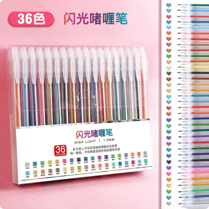 36 Pcs Colorful Glitter Gel Pens with High Aesthetic Color-Changing Star Glitter Pens