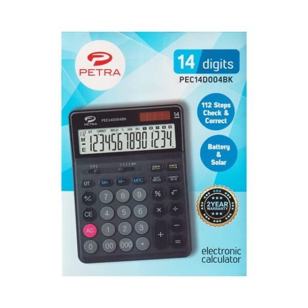 Petra  PEC14D004BK 14 Digit Calculator Black