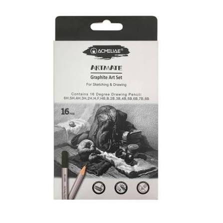 Acmeliae Graphite Art Set 16 Pcs 43800 Drawing Pencils for Sketching Shading & Artwork