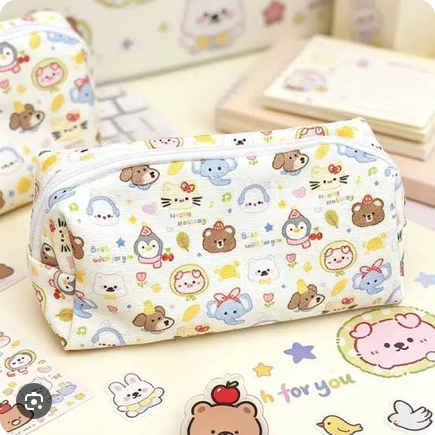 Labipara Canvas Graffiti Cat Pencil Case Large Capacity Stationery Storage Bag