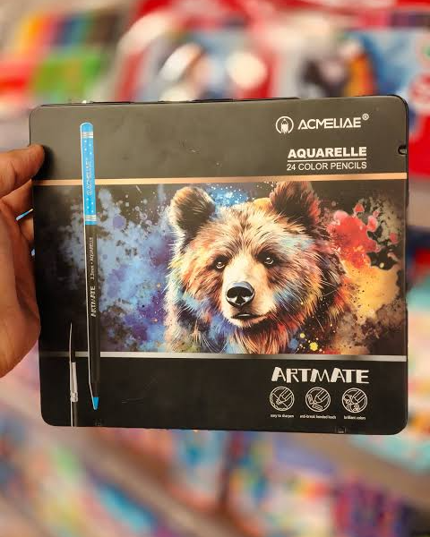 Acmeliae Aquarelle Watercolour Pencils 24 Pcs ART-AQ24 in Metal Box for Drawing & Painting