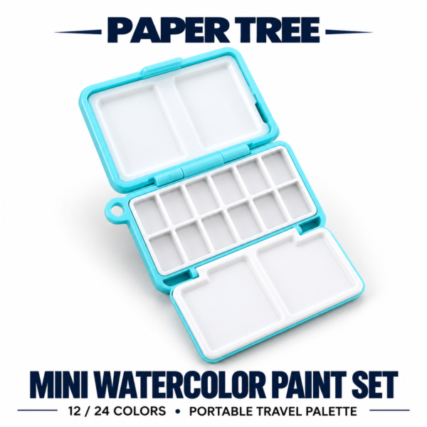 Mini Watercolor Paint Set 12 24 Colors Portable Travel Solid Watercolor Box