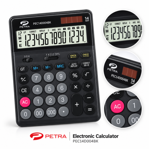 Petra PEC14D004BK 14 Digit Calculator Black