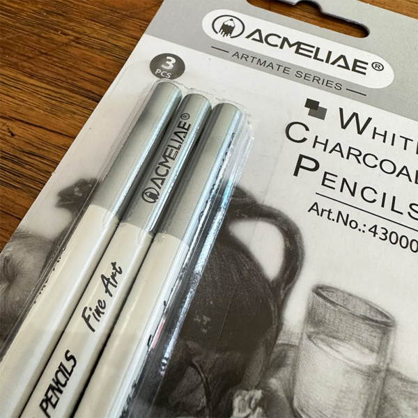 Acmeliae White Charcoal Pencils 3 Pcs 43000 for Sketching Drawing & Art