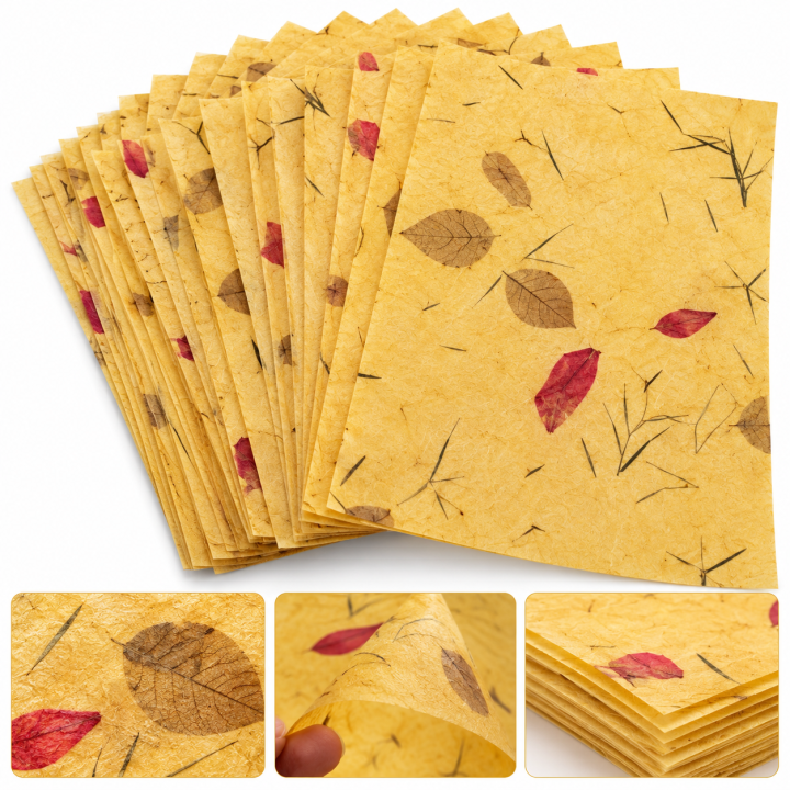 Handmade Botanical Silk Paper A4 size 20 sheets