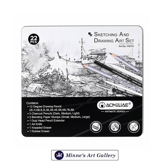 Acmeliae Sketching and Drawing Art Set 22 Pcs 44054 with Graphite Pencils Charcoal & Blending Tools