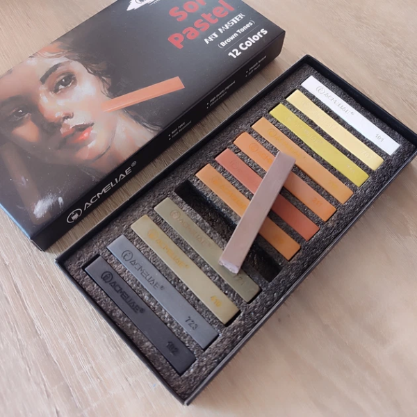 Acmeliae Soft Pastel Set 12 Colors Brown Tones SPE-12 for Artists