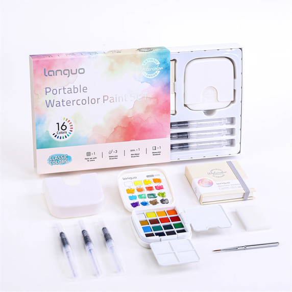 Languo 16 Colors Portable Watercolor Paint Set