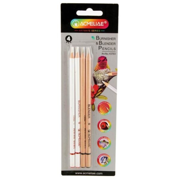 Acmeliae Burnisher and Blender Pencils 4 Pcs Art No 43703 for Sketching Drawing & Colour Blending