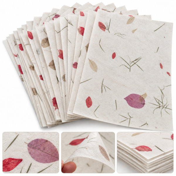 Handmade White Flower Silk Paper A4 size 20 sheets