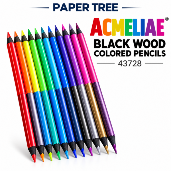 Acmeliae 43728 Black Wood Colour Pencils Classic Neon Metallic Colors for Drawing and Art